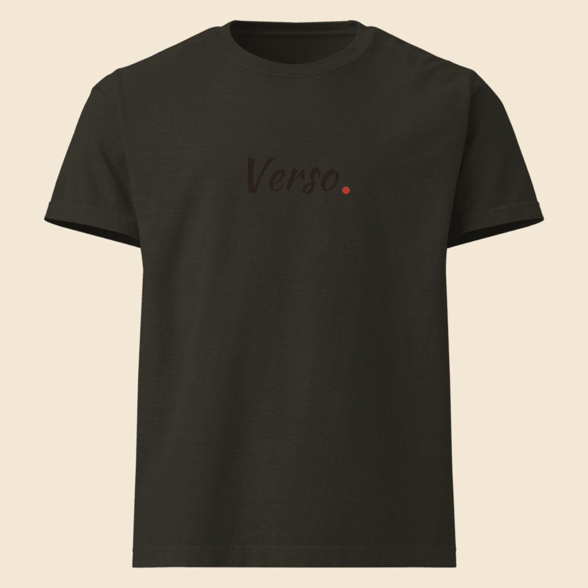 garment-dye-tee-studio · exemple Noir délavé · logo Verso