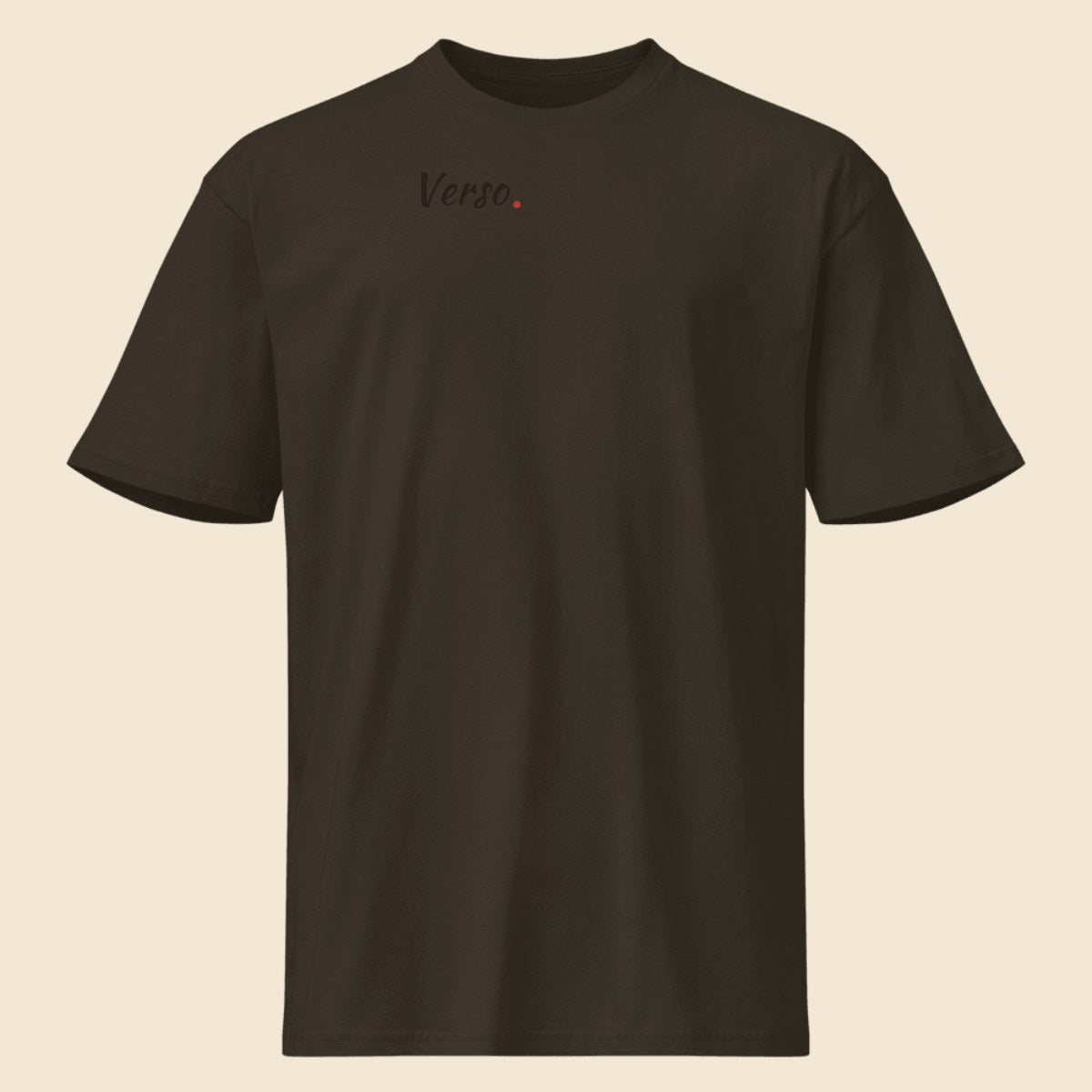 Tee Jersey Col Rond Cotton Heritage MC1082 personnalisable, coloris Noir vintage, Verso Paris · exemple Noir vintage · logo Verso