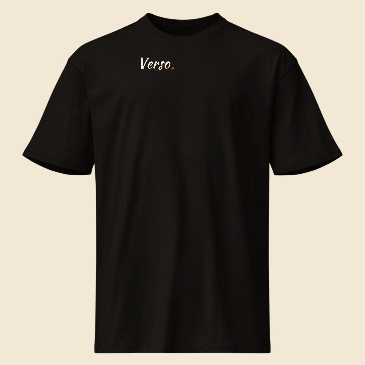 Tee Jersey Col Rond Cotton Heritage MC1082 personnalisable, coloris Noir, Verso Paris · exemple Noir · logo Verso