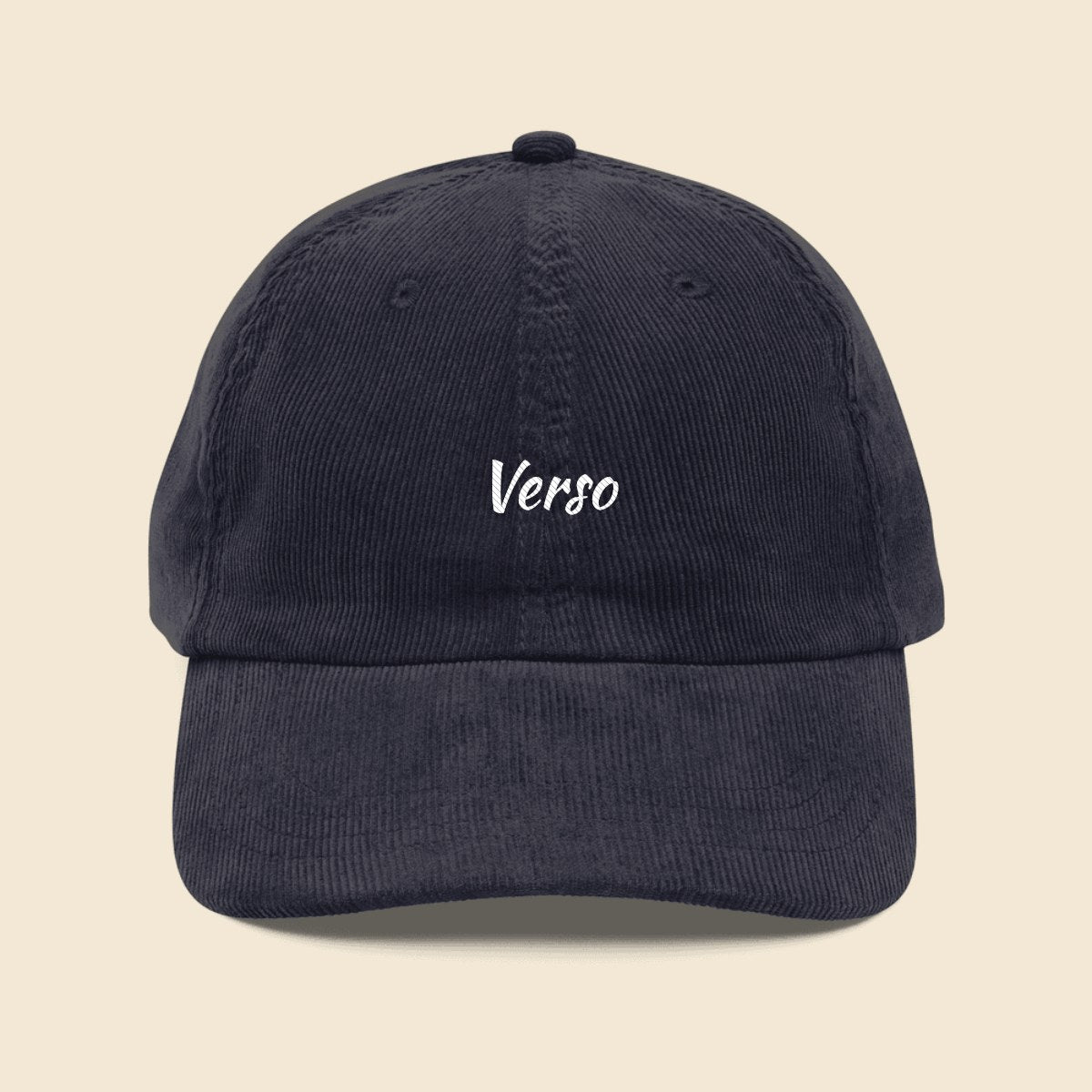 casquette-corduroy-studio · exemple Marine · logo Verso