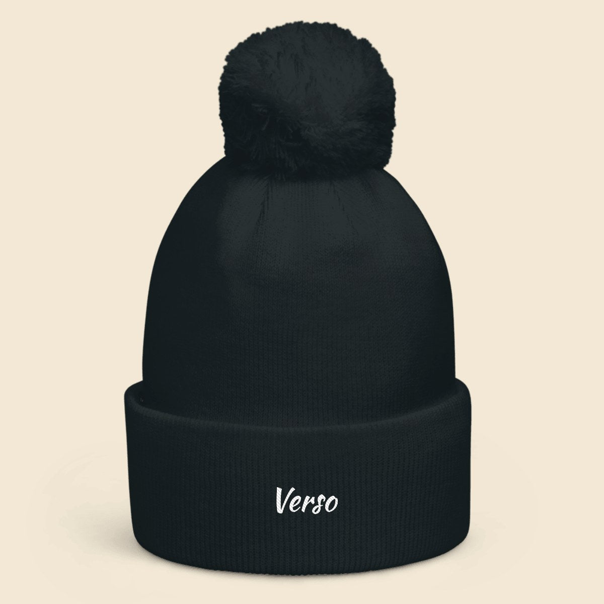 bonnet-pompon-beechfield-b426-studio · exemple Marine · logo Verso