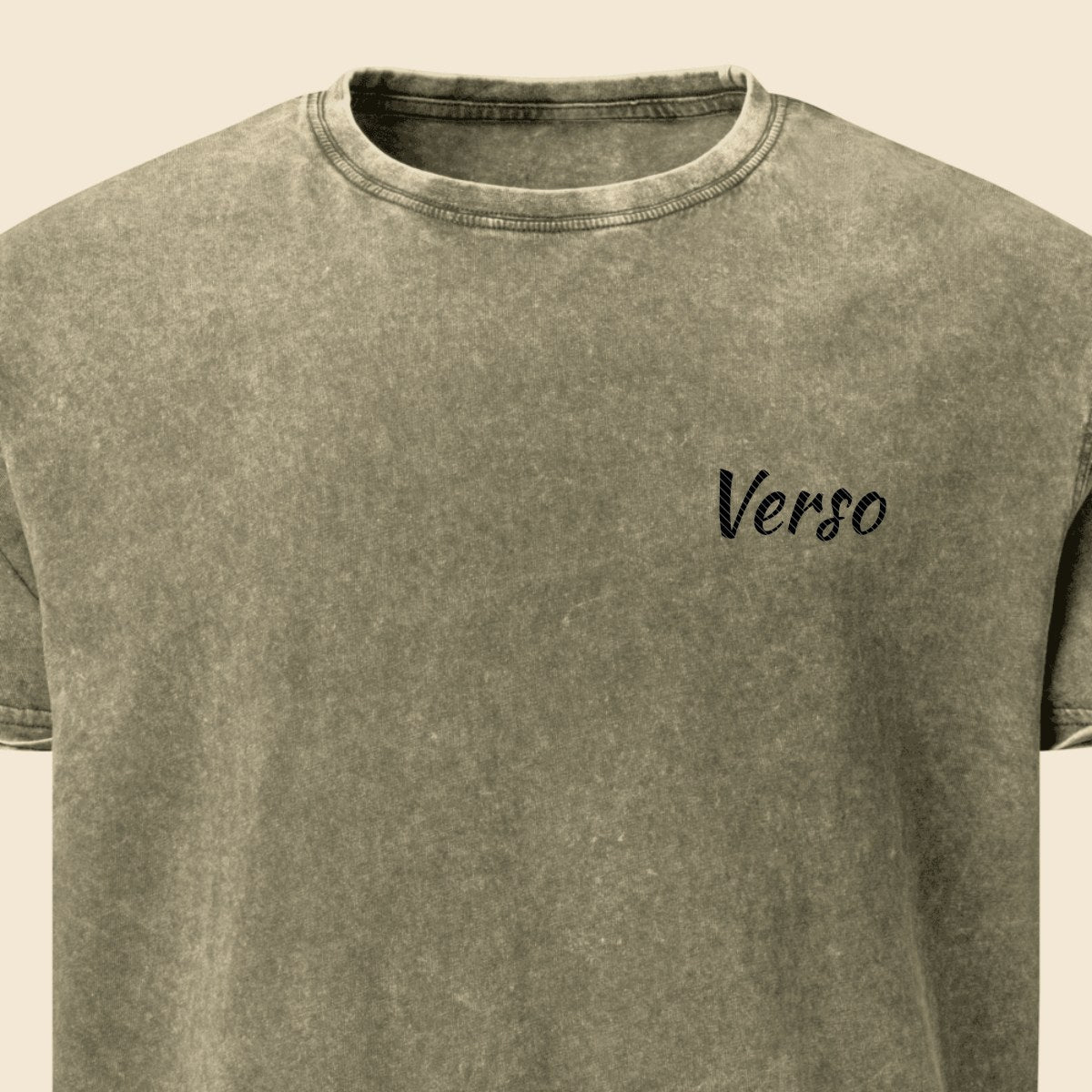 Tee Denim Col Rond personnalisable, coloris Army vert foncé, Verso Paris · exemple Army vert foncé · logo Verso