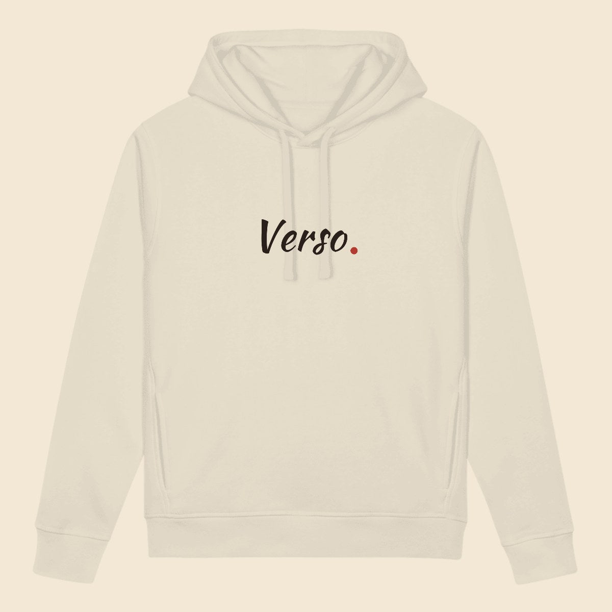 Hoodie Sonde Poche Latérale personnalisable, coloris Blanc, Verso Paris · exemple Blanc · logo Verso