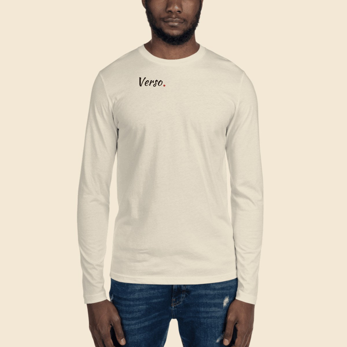 Chemise Longue Ajustée personnalisable, coloris Blanc, Verso Paris · exemple Blanc · logo Verso