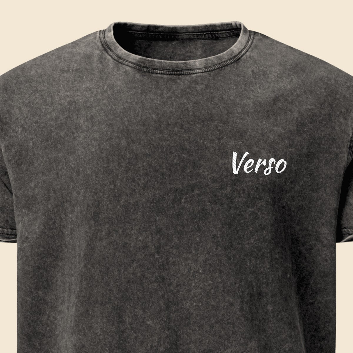 Tee Denim Col Rond personnalisable, coloris Noir, Verso Paris · exemple Noir · logo Verso