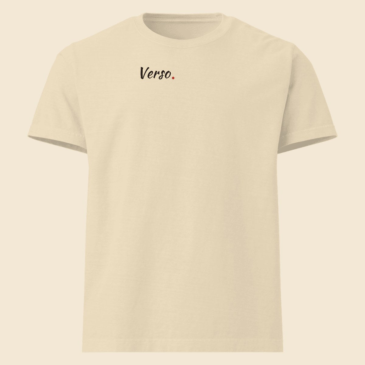 garment-dye-tee-studio · exemple Blanc vintage · logo Verso