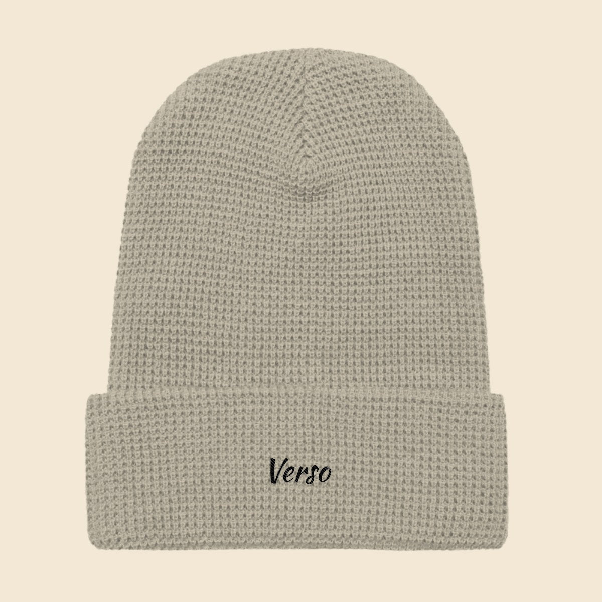 bonnet-waffle-studio · exemple Gris chiné · logo Verso
