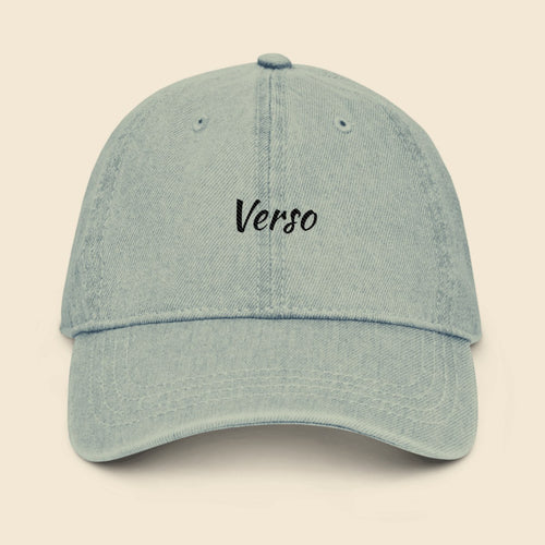 Casquette Denim personnalisable, coloris Bleu clair, Verso Paris · exemple Bleu clair · logo Verso