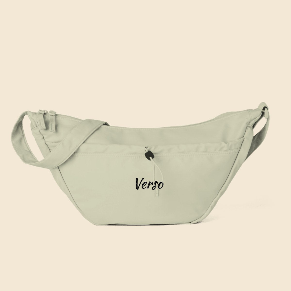 Sac Bandoulière Brodé personnalisable, coloris Vert frais, Verso Paris · exemple Vert frais · logo Verso