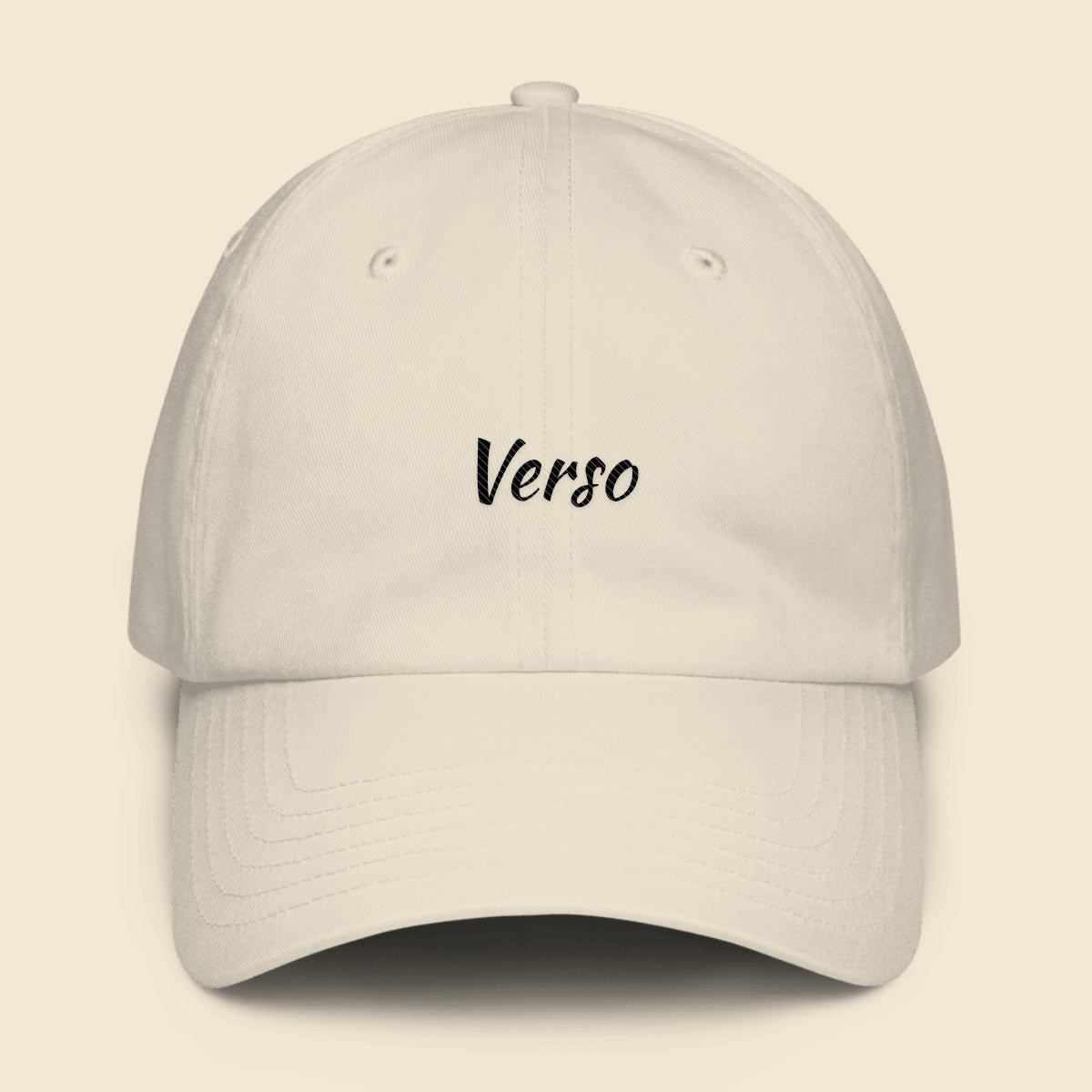Casquette Dad personnalisable, coloris Blanc, Verso Paris · exemple Blanc · logo Verso