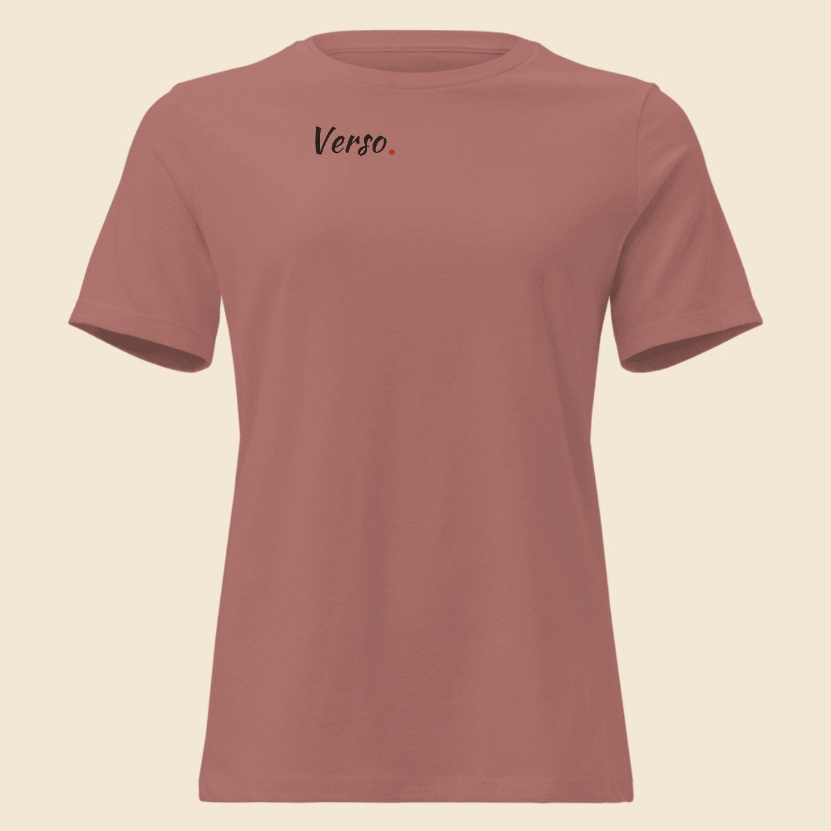 women-relaxed-tee-studio · exemple Mauve chiné · logo Verso