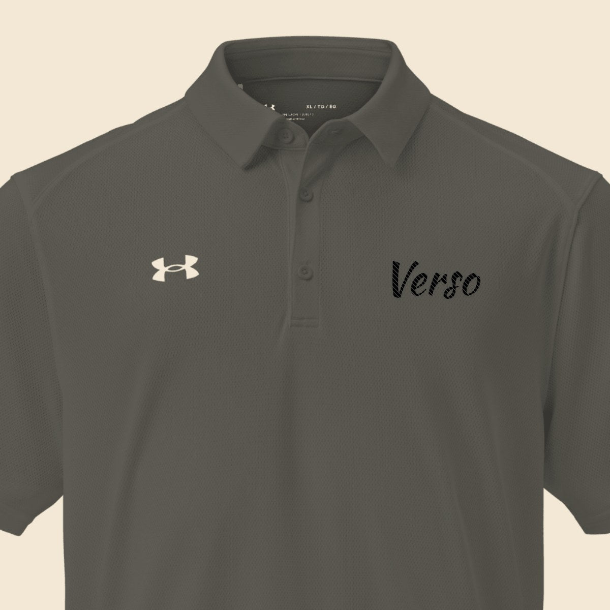Polo Performance Homme personnalisable, coloris Gris, Verso Paris · exemple Gris · logo Verso