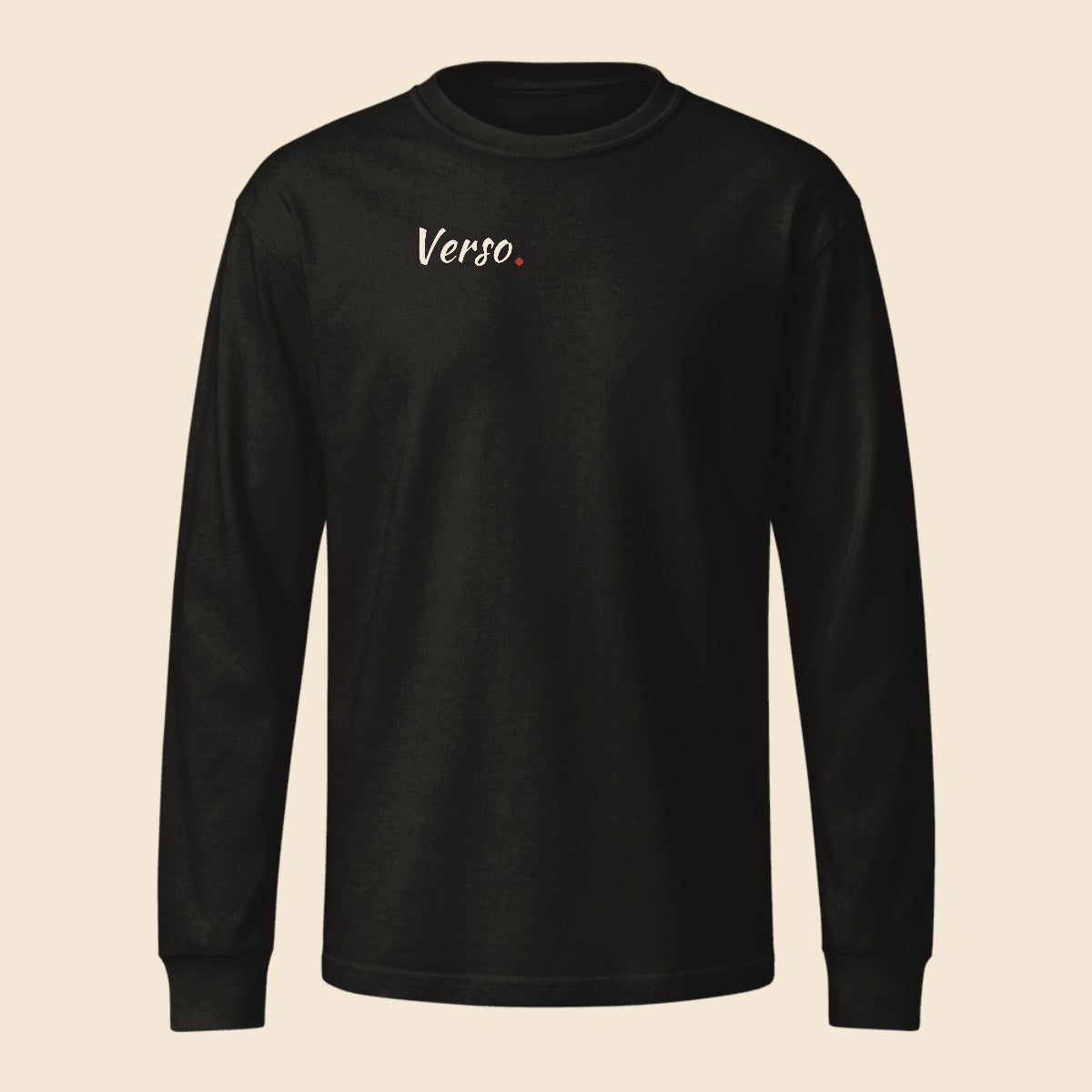 Tee Manches Longues Garment Dye personnalisable, coloris Noir, Verso Paris · exemple Noir · logo Verso