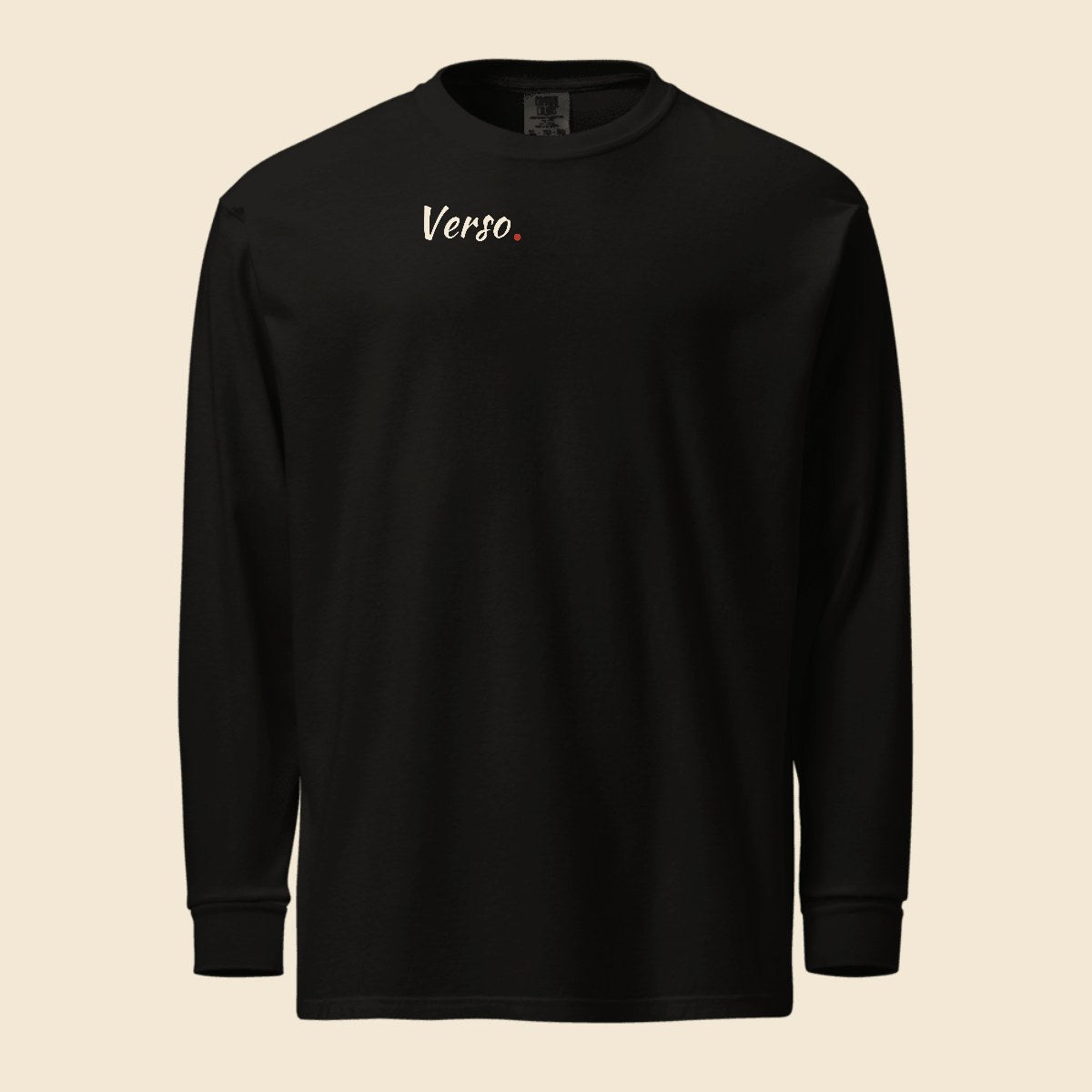 Tee Longue Col Rond personnalisable, coloris Noir, Verso Paris · exemple Noir · logo Verso