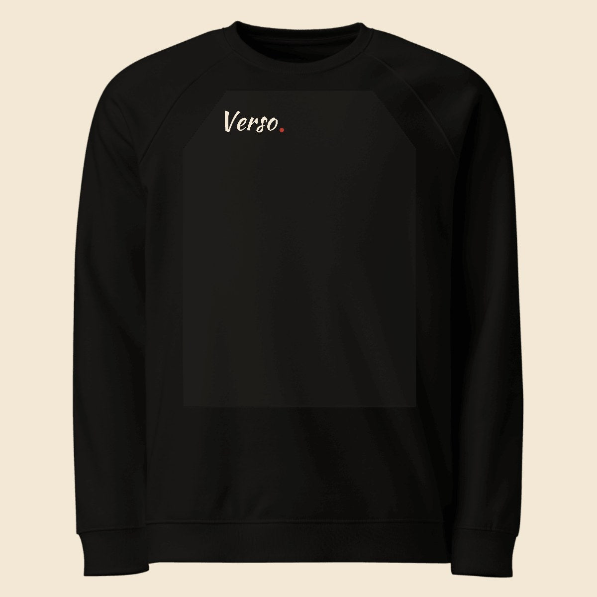 sweatshirt-raglan-bio-studio · exemple Noir · logo Verso
