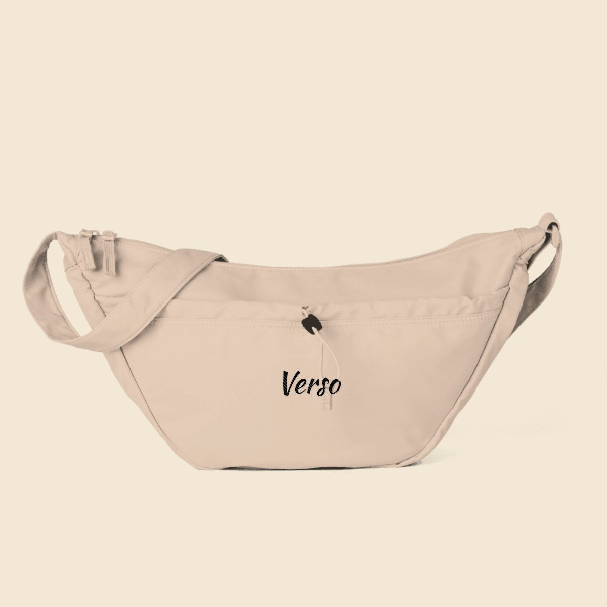 Sac Bandoulière Brodé personnalisable, coloris Rose frais, Verso Paris · exemple Rose frais · logo Verso
