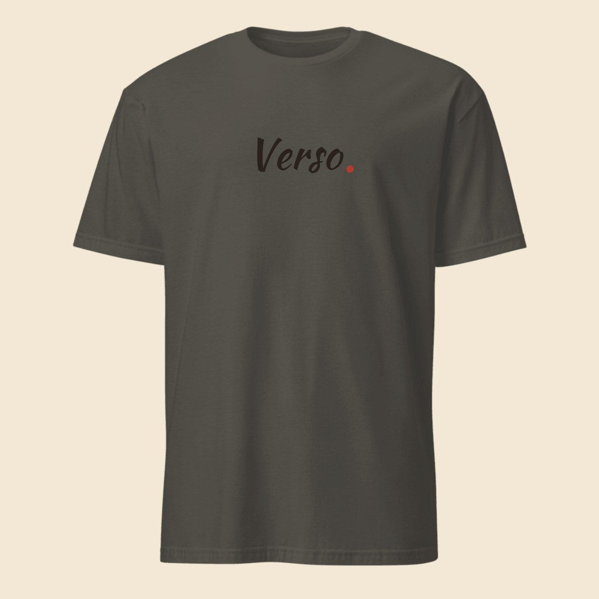 Tee Jersey Basique personnalisable, coloris Gris foncé chiné, Verso Paris · exemple Gris foncé chiné · logo Verso