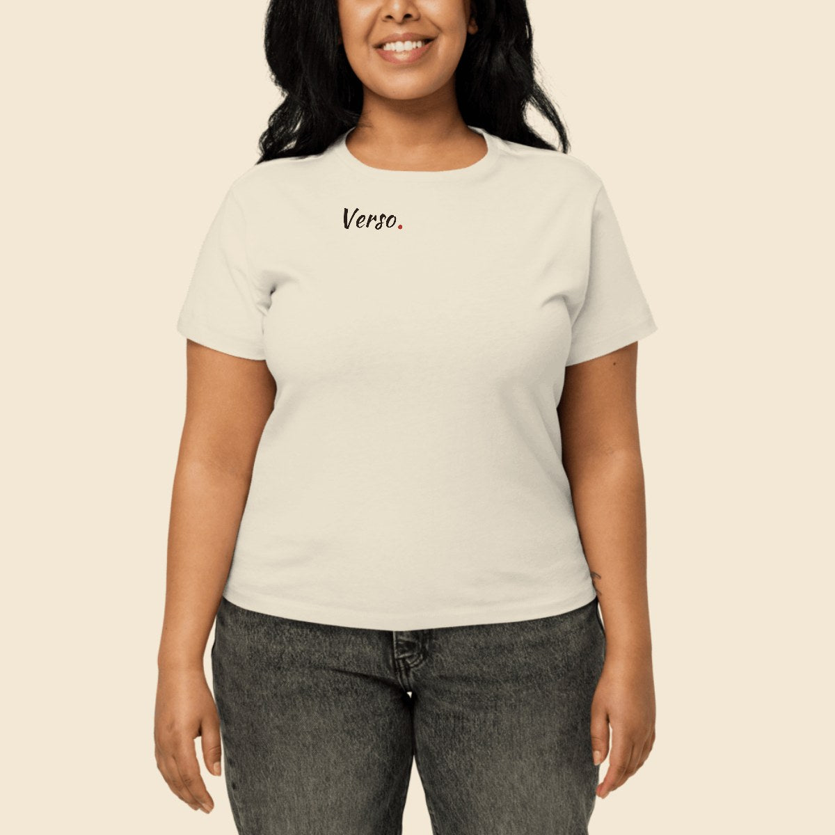 Tee Haut Taille personnalisable, coloris Blanc, Verso Paris · exemple Blanc · logo Verso