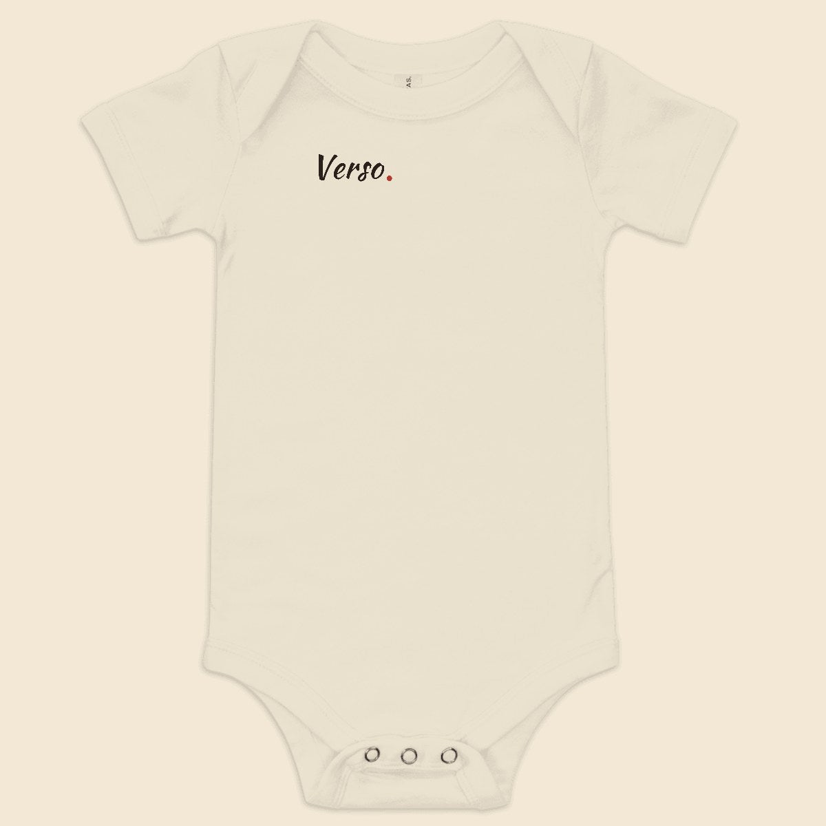 body-bebe-manches-courtes-studio · exemple Gris chiné · logo Verso