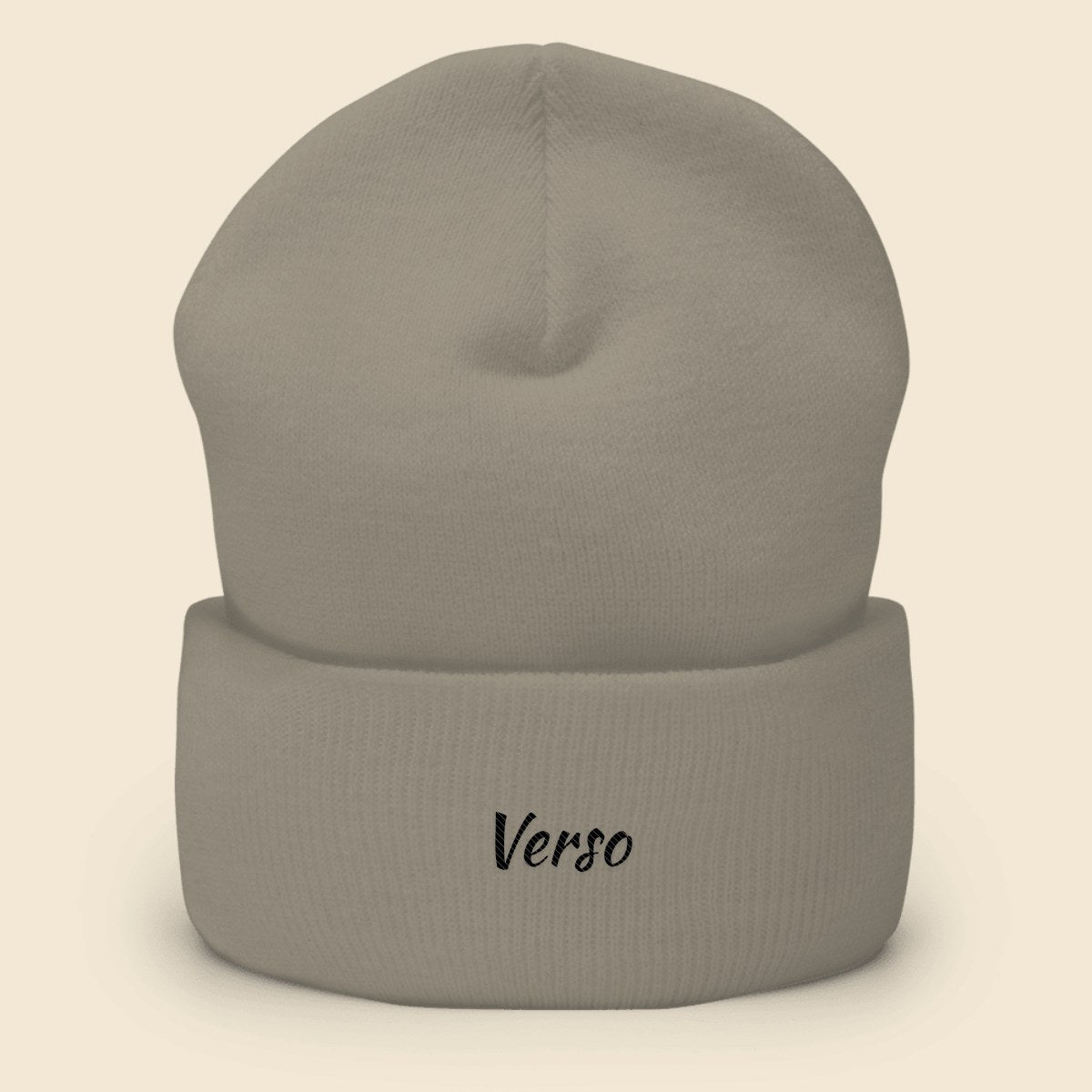 Bonnet personnalisable, coloris Gris chiné, Verso Paris · exemple Gris chiné · logo Verso