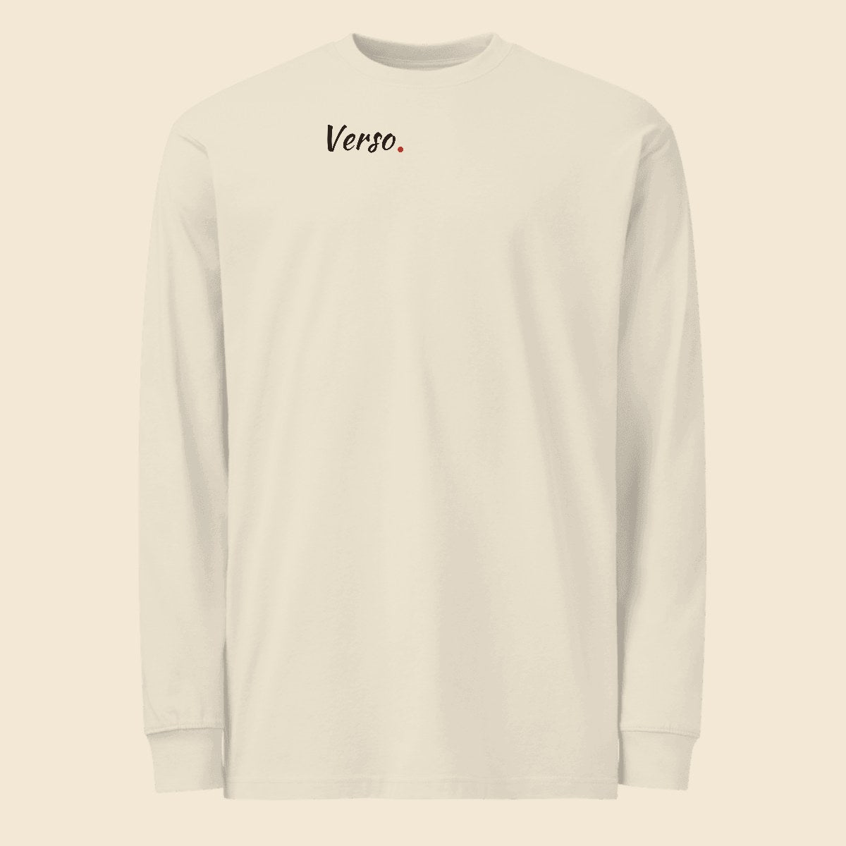 Tee Manches Longues Lourd personnalisable, coloris Blanc, Verso Paris · exemple Blanc · logo Verso