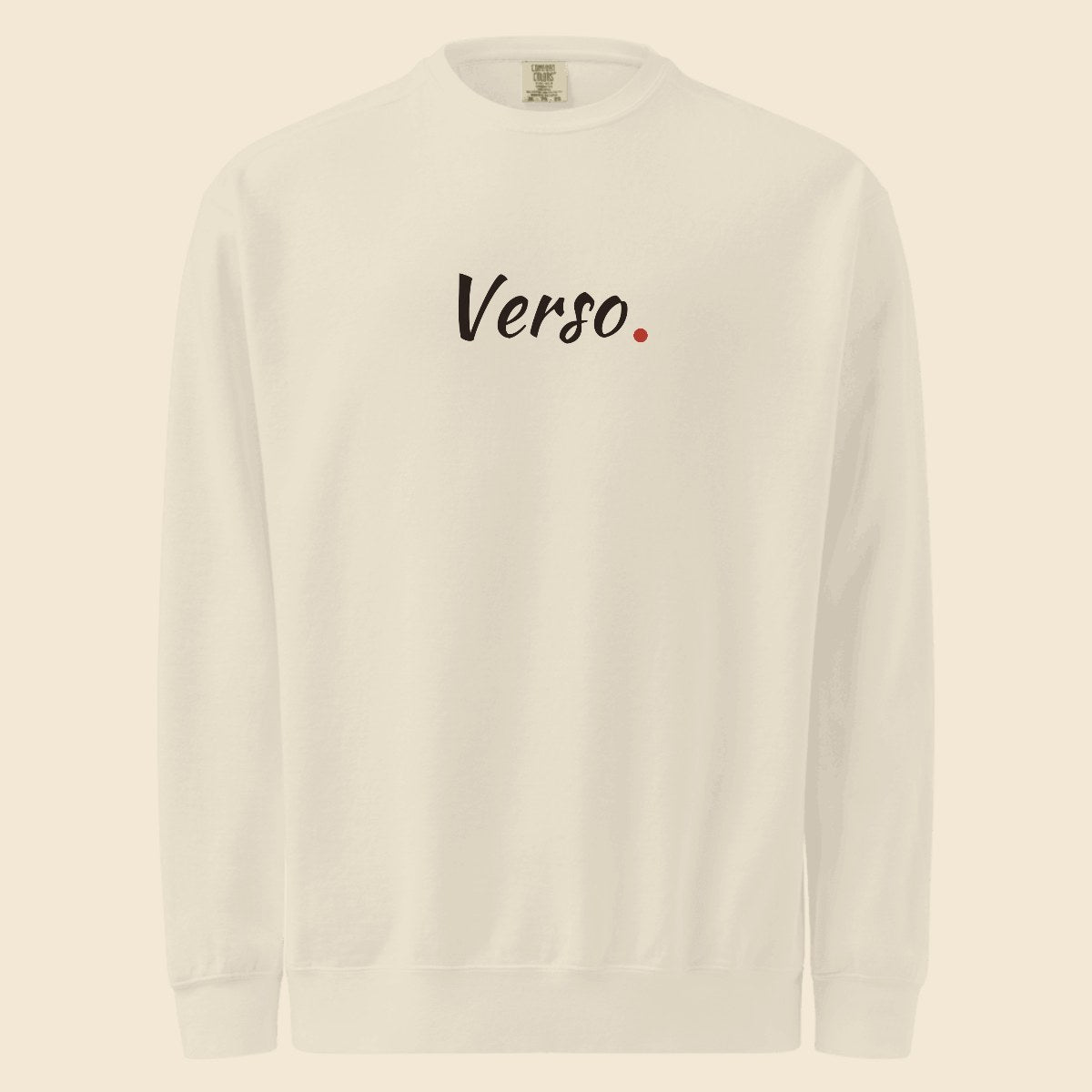 Sweatshirt Col Rond Comfort Colors 1566 personnalisable, coloris Blanc, Verso Paris · exemple Blanc · logo Verso