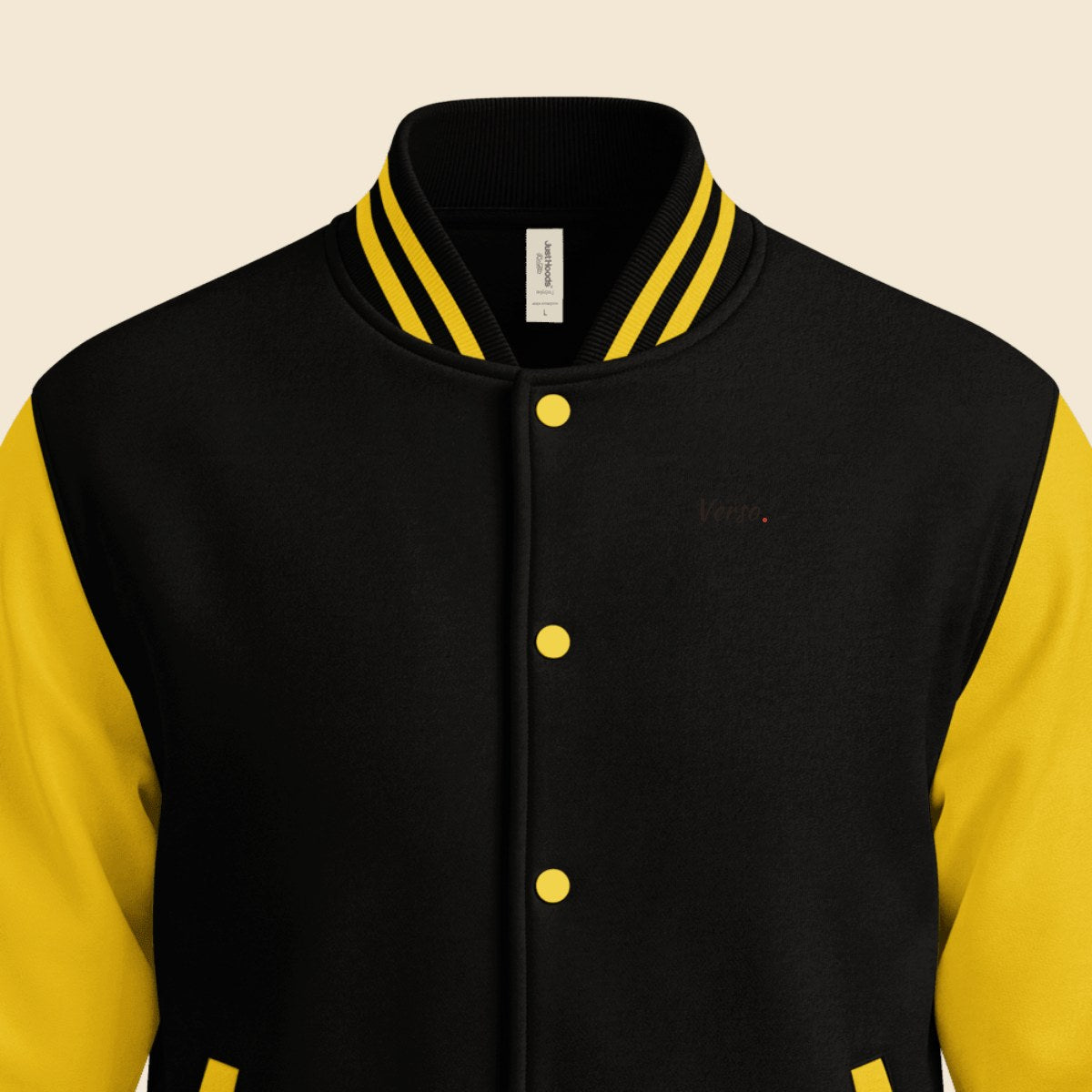 Veste Universitaire personnalisable, coloris Sun jaune, Verso Paris · exemple Sun jaune · logo Verso