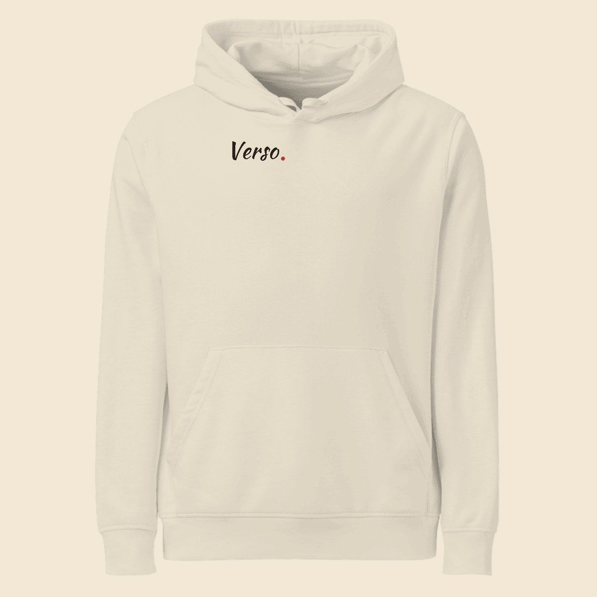 Hoodie Drummer 2.0 personnalisable, coloris Blanc, Verso Paris · exemple Blanc · logo Verso