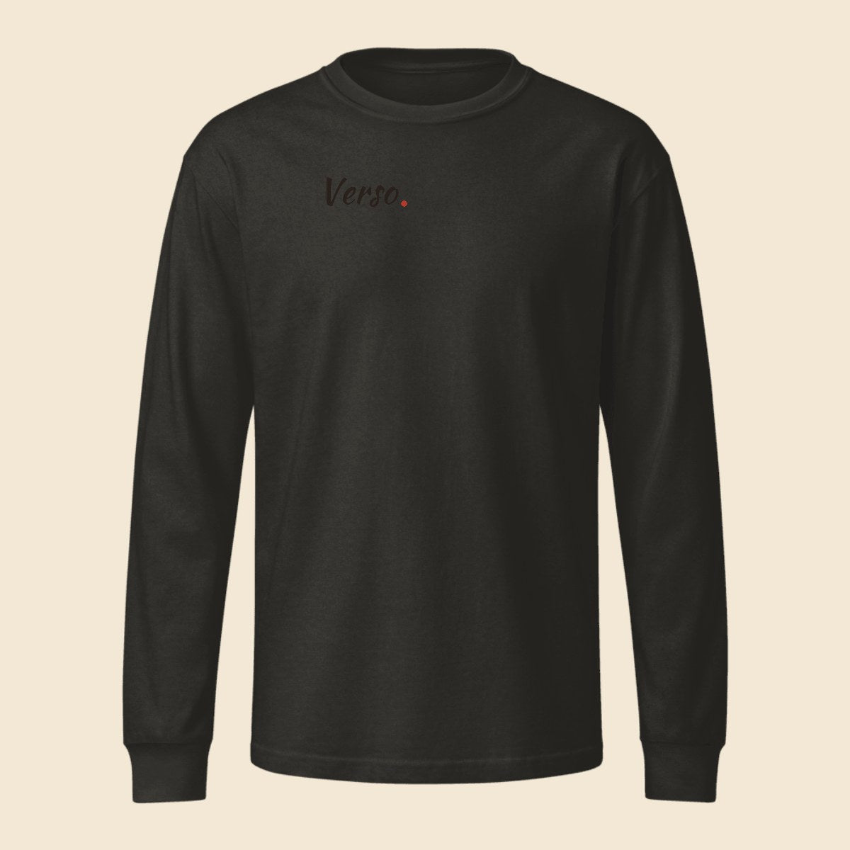 Tee Manches Longues Garment Dye personnalisable, coloris Noir délavé, Verso Paris · exemple Noir délavé · logo Verso