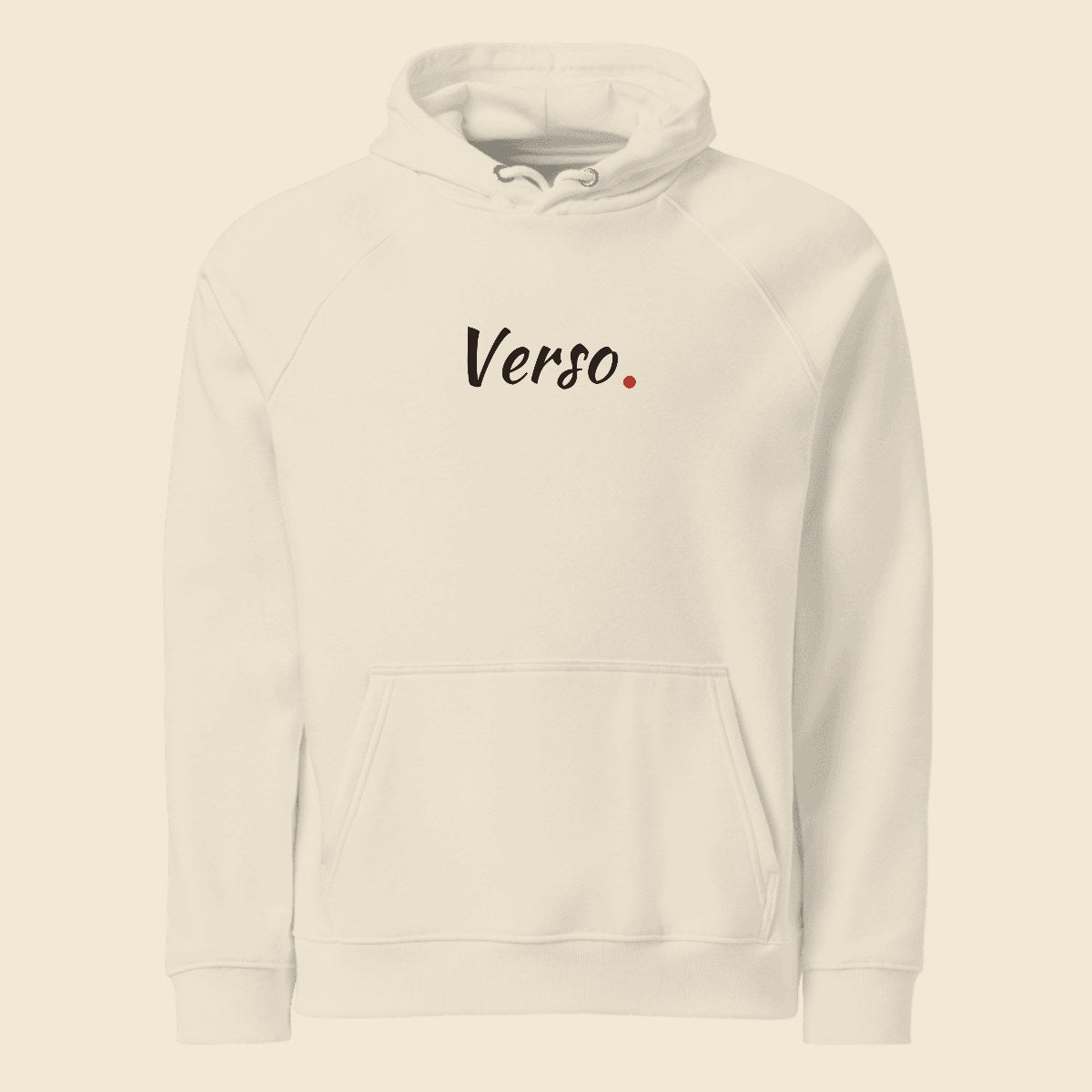Hoodie Écologique Raglan personnalisable, coloris Blanc, Verso Paris · exemple Blanc · logo Verso