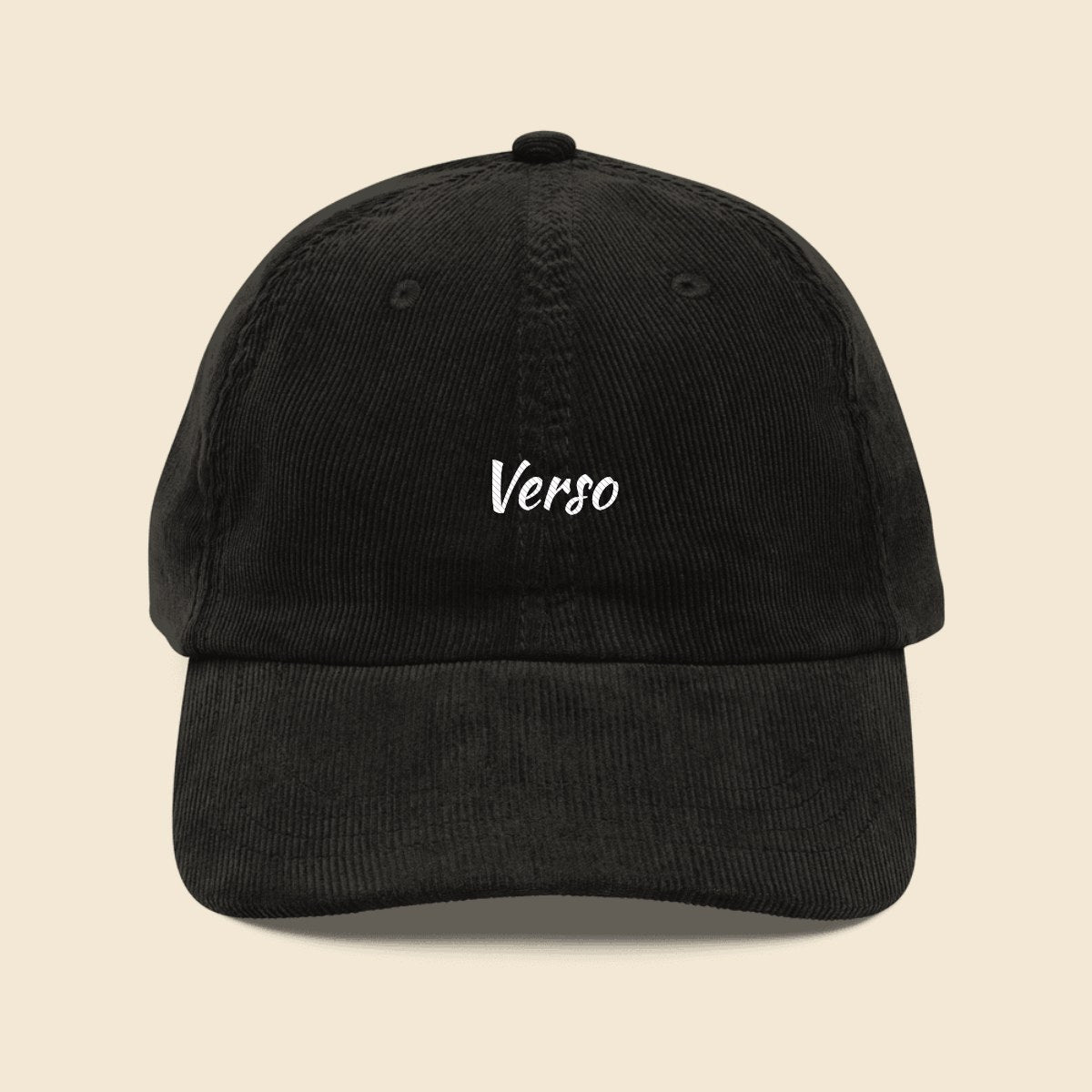 casquette-corduroy-studio · exemple Noir · logo Verso