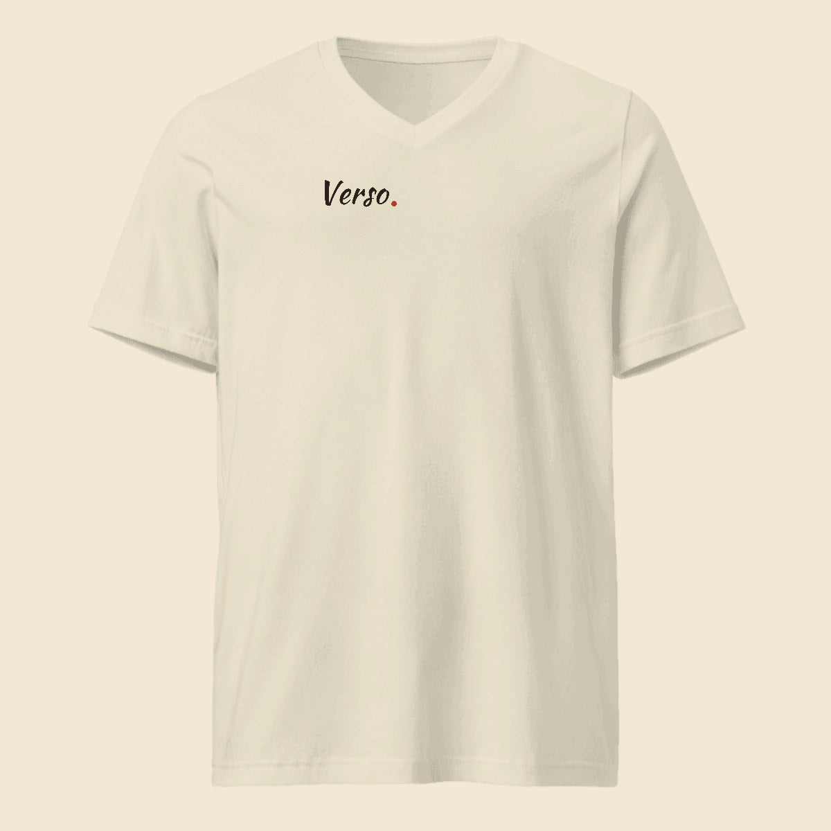 tee-jersey-col-v-bella-canvas-3005-studio · exemple Gris chiné · logo Verso