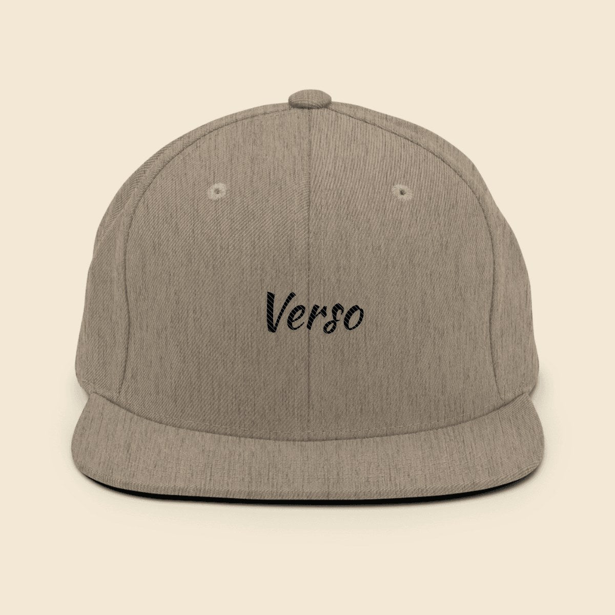 Snapback personnalisable, coloris Gris chiné, Verso Paris · exemple Gris chiné · logo Verso