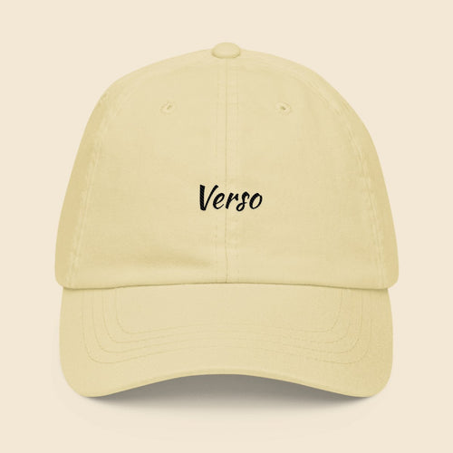 Casquette Pastel personnalisable, coloris Pastel citron, Verso Paris · exemple Pastel citron · logo Verso