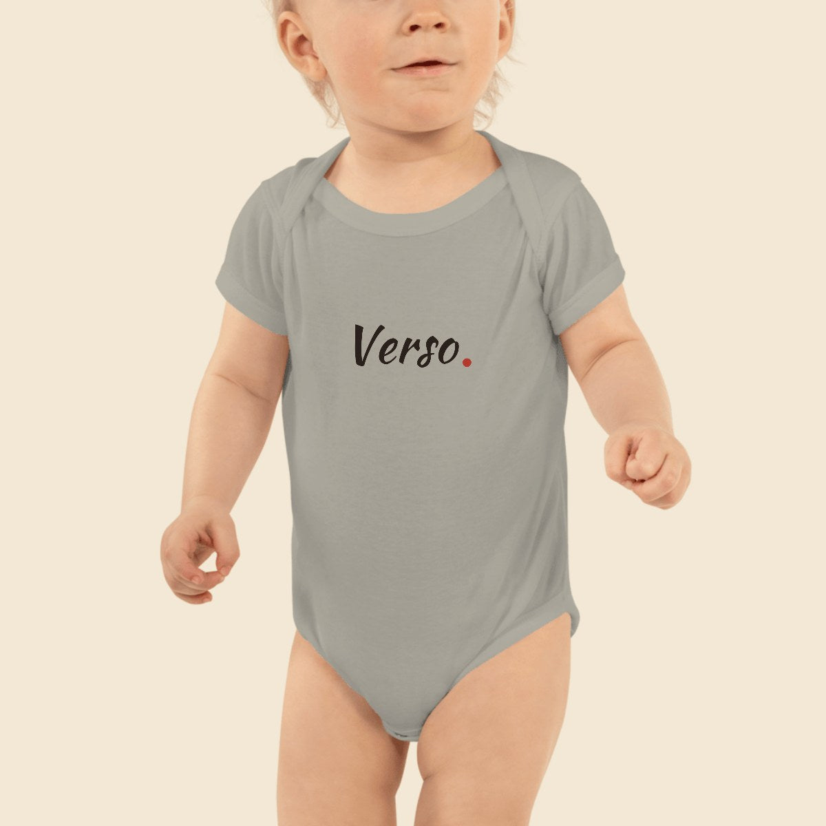 bodysuit-manches-courtes-studio · exemple Gris chiné · logo Verso
