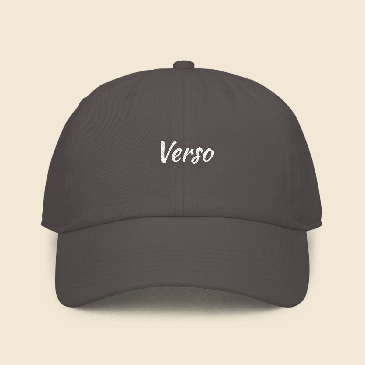 Casquette Baseball Ajustée personnalisable, coloris Anthracite, Verso Paris · exemple Anthracite · logo Verso