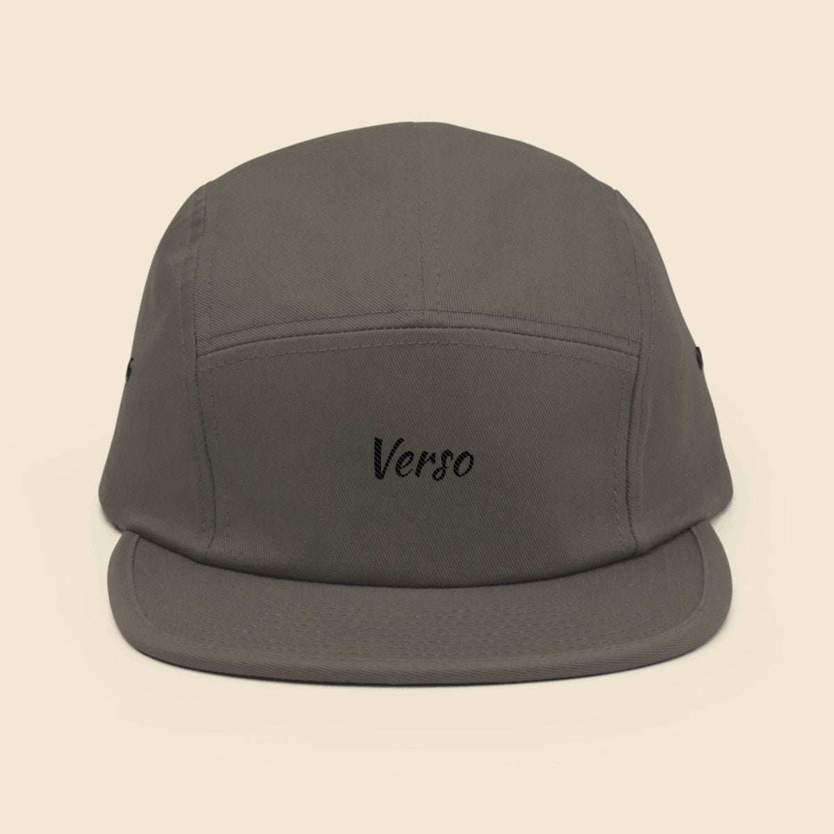 Casquette 5 Pans personnalisable, coloris Gris, Verso Paris · exemple Gris · logo Verso