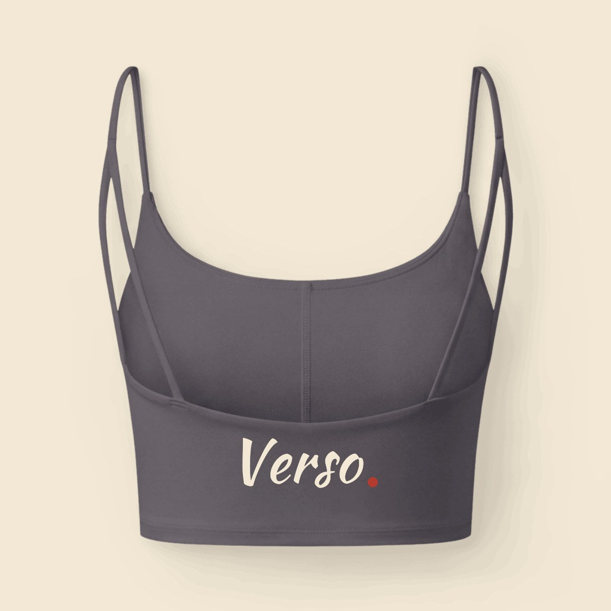 Brassière Luxe TriDri personnalisable, coloris Anthracite, Verso Paris · exemple Anthracite · logo Verso