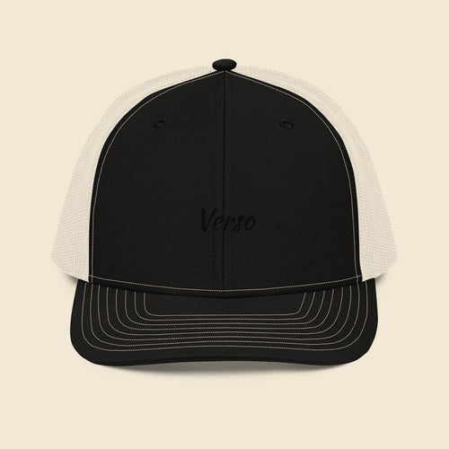Casquette Camionneur Richardson 112 personnalisable, coloris Blanc, Verso Paris · exemple Blanc · logo Verso