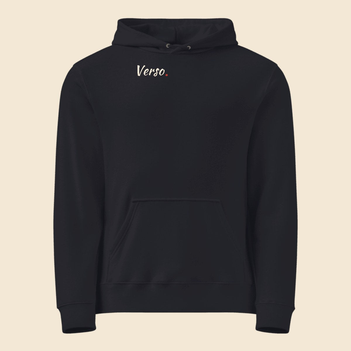 Hoodie Basique personnalisable, coloris Marine, Verso Paris · exemple Marine · logo Verso