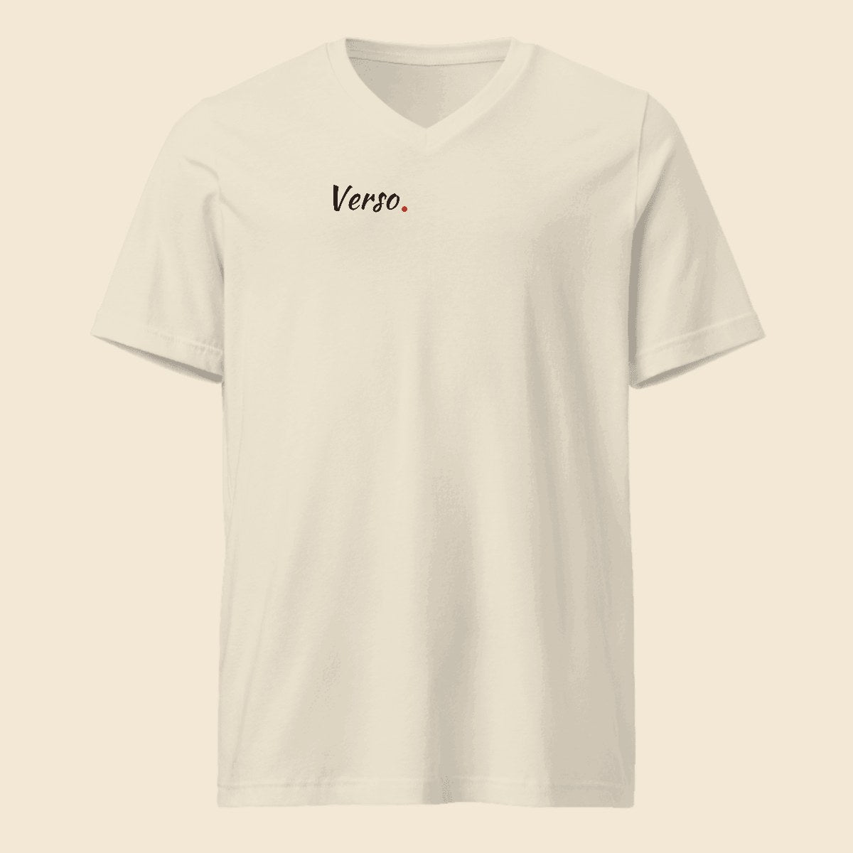 Tee Jersey Col V Bella+Canvas 3005 personnalisable, coloris Blanc, Verso Paris · exemple Blanc · logo Verso