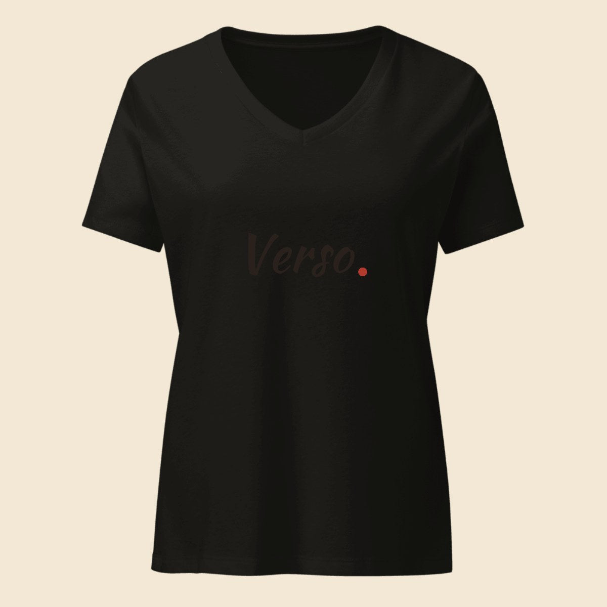 tee-jersey-col-v-bella-canvas-6405cvc-studio · exemple Gris foncé chiné · logo Verso