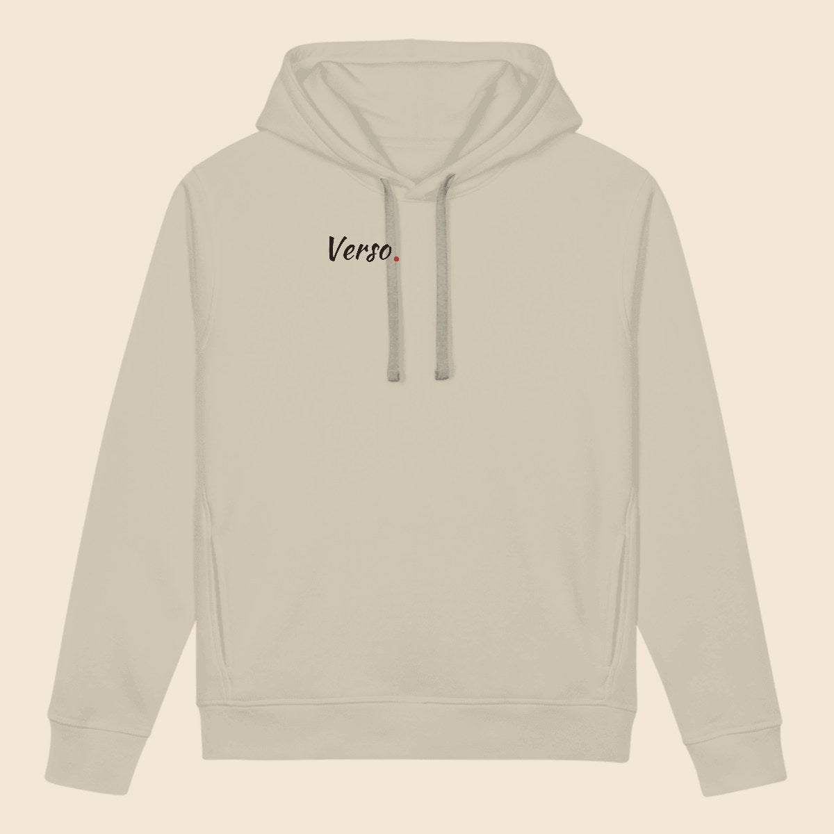 Hoodie Sonde Poche Latérale personnalisable, coloris Gris chiné, Verso Paris · exemple Gris chiné · logo Verso