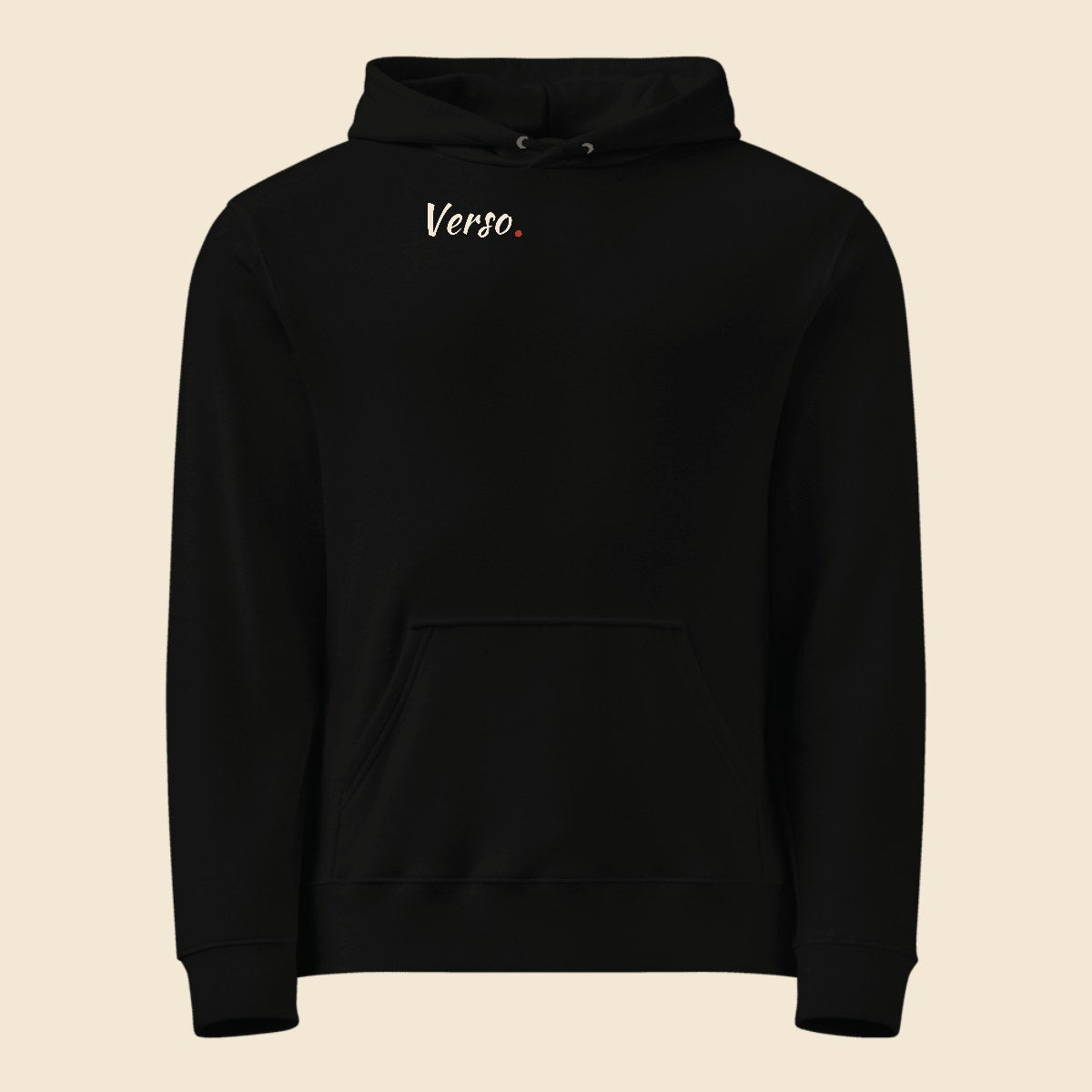 Hoodie Basique personnalisable, coloris Noir, Verso Paris · exemple Noir · logo Verso