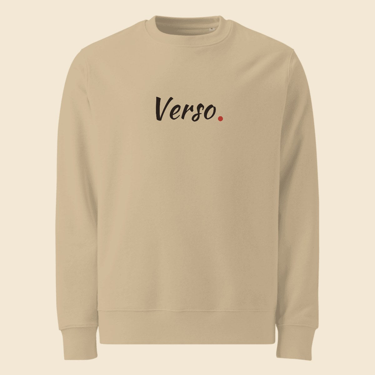 Sweatshirt Changer 2.0 Stanley/Stella SASU004 personnalisable, coloris Sable, Verso Paris · exemple Sable · logo Verso