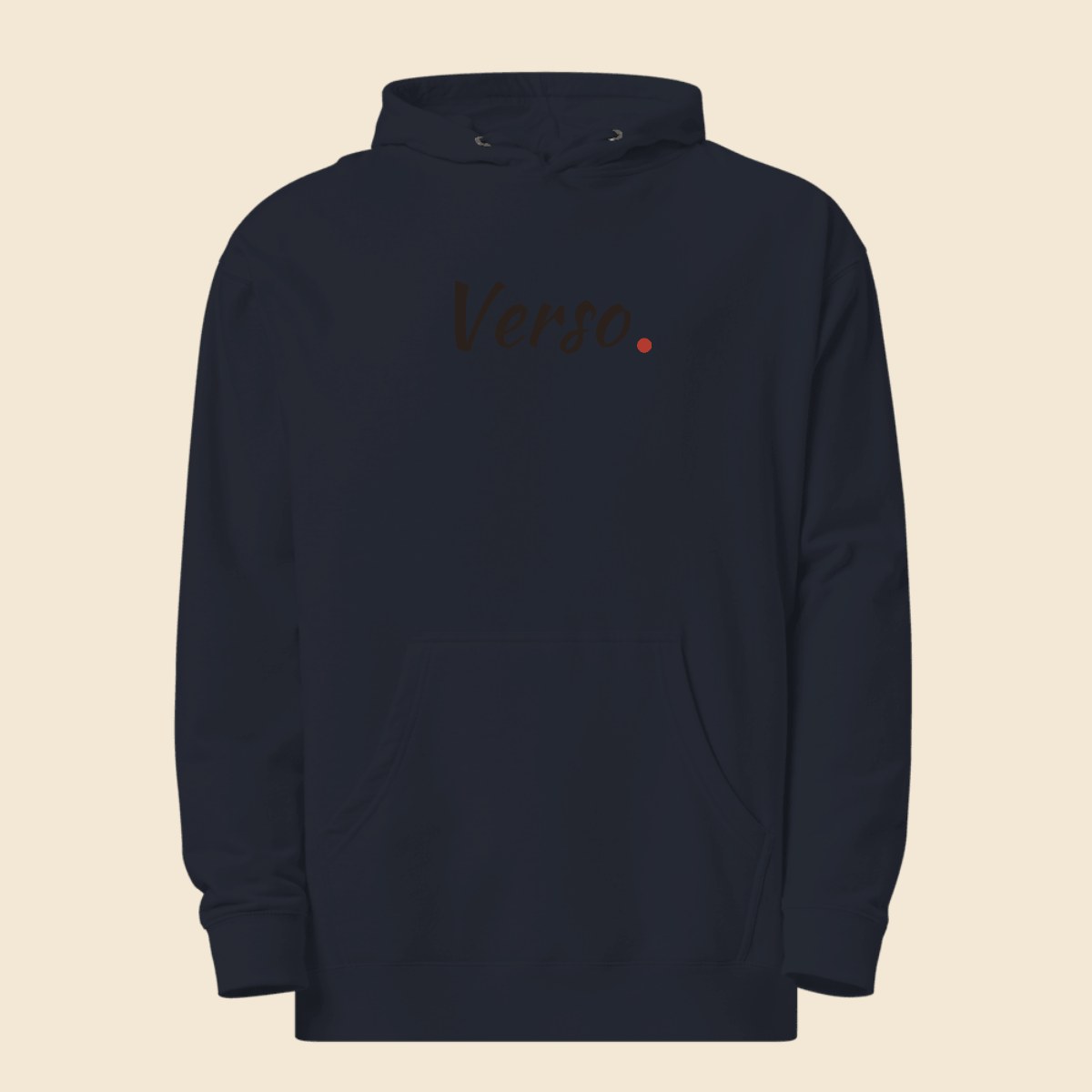 Hoodie Mi-Lourd personnalisable, coloris Classic marine, Verso Paris · exemple Classic marine · logo Verso