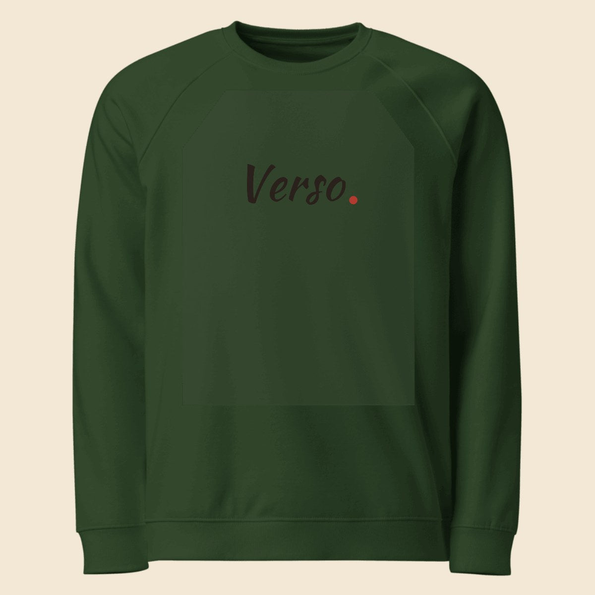 sweatshirt-raglan-bio-studio · exemple Bottle vert · logo Verso