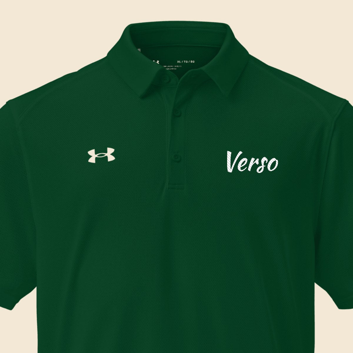 Polo Performance Homme personnalisable, coloris Forêt, Verso Paris · exemple Forêt · logo Verso
