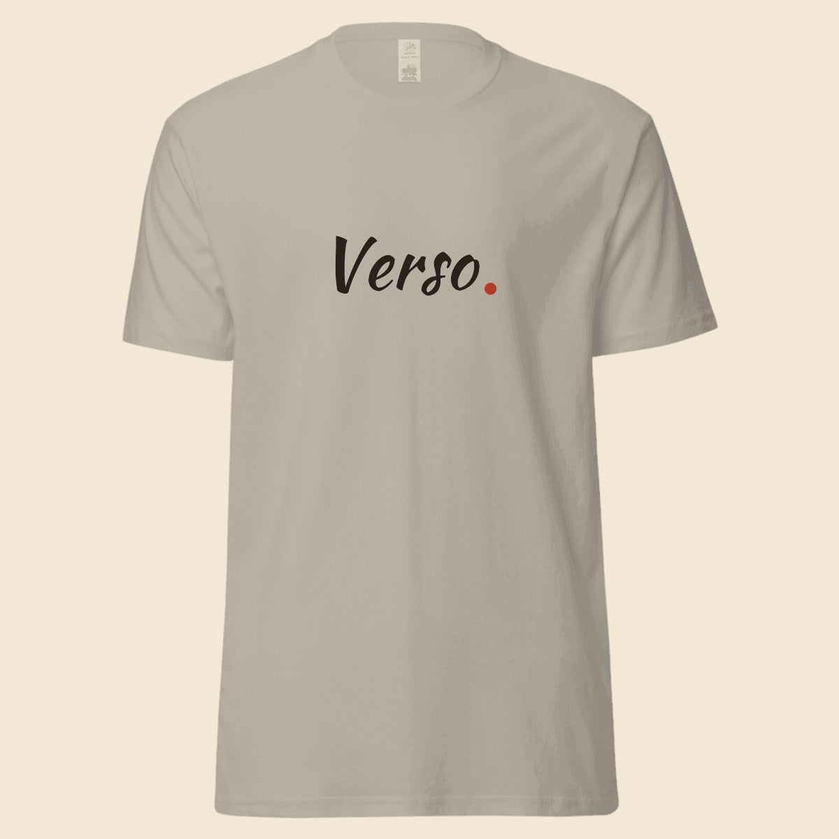 Tee Jersey Col Rond AS Colour 5001G personnalisable, coloris Gris chiné, Verso Paris · exemple Gris chiné · logo Verso