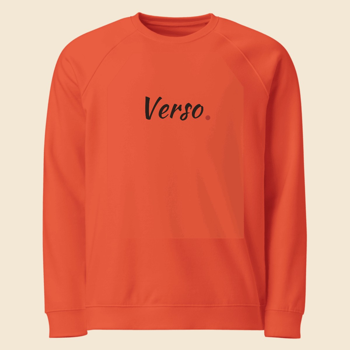 sweatshirt-raglan-bio-studio · exemple Orange brûlé · logo Verso